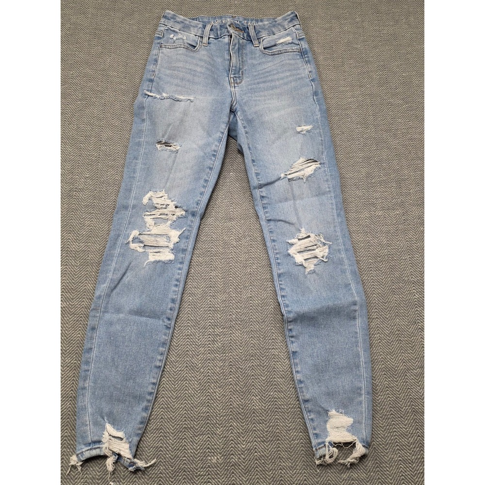 American Eagle Next Level Stretch Light Distressed Skinny Jeans Size 0 Regular